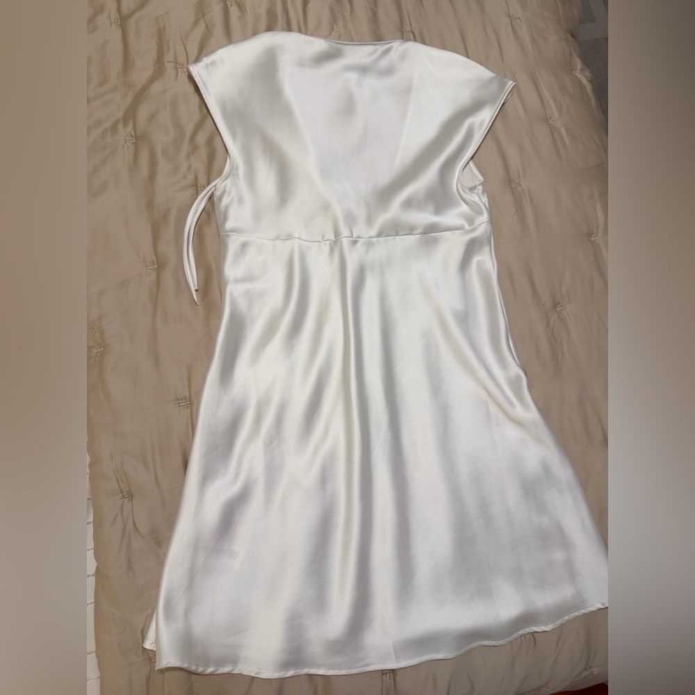 Zara Satin Mini Dress in Ivory White - Picture 3 of 4